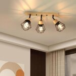 Idegu plafonnier spots industriel 3 spots de plafond vinateg abat - jour en m�tal cage avec base rectangulaire ...