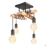 Idegu retro suspension luminaire industriellelustre vintage en m�tal et bois e27 lampe de plafond r�glable ...