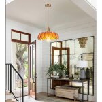 Idegu suspension luminaire moderne en verrelustre vintage abat - jour design fleurs ambre e27 lampe de ...