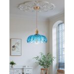 Idegu suspension luminaire modernelustre vintage abat - jour en verre design fleurs bleu e27 lampe de ...