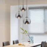 Idegu suspension luminaires en verre moderne3lampes lustre plafonnier e27 avec abat - jour en verre noir ...