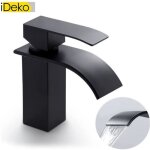 Ideko robinet cascade salle de bain robinet mitigeur cascade noir cartouche cramique robinetterie lavabo ...