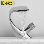 Ideko robinet de lavabo mitigeur salle de bain mono cascade nouveau collection en laiton chrom cartouche ...