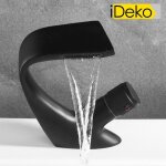 Ideko robinet de lavabo mitigeur salle de bain mono cascade nouveau collection en laiton noir cartouche ...
