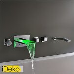 Ideko robinet mitigeur lavabo support mural chrom changement de couleur led robinet de baignoire cascade ...