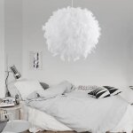 Ideug lustre suspension en plumes 30 cm e27 40w blanc