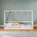 Idimex lit cabane 90x190 nicolas lit enfant en pin massif lit montessori avec barrires couchage 90x190 ...