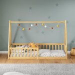 Idimex lit cabane 90x190 nicolas lit enfant en pin massif lit montessori avec barrires couchage 90x190 ...