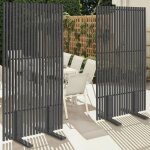 Idmarket lot de 2 paravents ext�rieurs ajour�s claustra d�coratif 80 x 150 cm m�tal gris anthracite