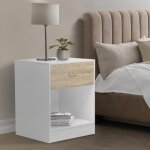 Idmarket lot de 2 tables de chevet olga 1 tiroir avec niche bois blanc et façon hêtre Idmarket lot de 2 tables de chevet olga 1 tiroir avec niche bois blanc et façon hêtre