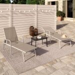 Idmarket lot de 2 transats de jardin inclinables fidji en acier blanc et toile beige