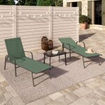 Idmarket lot de 2 transats de jardin inclinables fidji en acier et toile vert olive