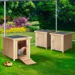 Idmarket lot de 3 clapiers en bois pondoirs pour poules nichoirs avec fond Idmarket lot de 3 clapiers en bois pondoirs pour poules nichoirs avec fond