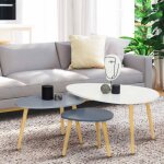 Idmarket lot de 3 tables basses gigognes gaia laques blanc gris scandinave
