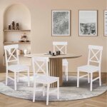Idmarket lot de 4 chaises de cuisine avec croisillons suzanne bois blanc