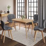 Idmarket lot de 4 chaises roxane bi - matire en tissu et pu grises pour salle  manger