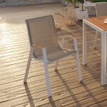 Idmarket lot de 6 chaises de jardin noumea m�tal et textil�ne empilables blanc et bois