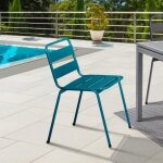 Idmarket lot de 6 chaises de jardin valencia en acier mix color gris anthracite noir et bleu