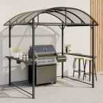 Idmarket abri pour barbecue 240 x 150 x 220 cm avec �tag�res en m�tal gris et toit en polycarbonate