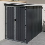 Idmarket abri de jardin adoss� 3 m� gris en acier galvanis� avec base double porte lat�rale