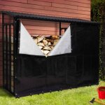 Idmarket abri de stockage en acier galvanis pour bches l. 274 cm avec housse de protection