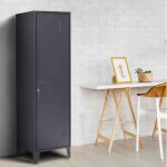 Idmarket armoire vestiaire ester porte mtal gris fonc design industriel