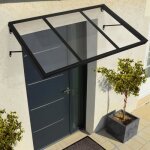 Idmarket auvent de porte marquise dentre josy noir 90 x 140 cm verrire