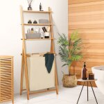 Idmarket panier  linge 2 bacs bambou lana avec tagres tissu cru