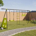 Idmarket balanoire 4 agrs portique avec balanoire face  face trapze chelle panier de basket et ...
