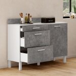 Idmarket buffet bas casserolier de cuisine 120 cm cina plan de travail h. 83 cm 1 porte + 3 tiroirs blanc ...