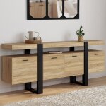 Idmarket buffet enfilade 200 cm phoenix xxl 4 portes avec niche bois et noir