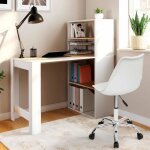 Idmarket bureau bibliothque ben avec tagres blanc et faon htre