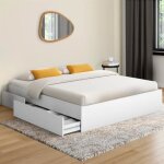 Idmarket cadre de lit double tomi 4 tiroirs avec sommier 140 x 190 cm blanc