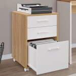 Idmarket caisson de bureau jon support imprimante 3 tiroirs blanc et bois Idmarket caisson de bureau jon support imprimante 3 tiroirs blanc et bois