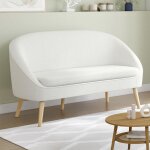 Idmarket canap banquette en tissu bouclette blanc sonia