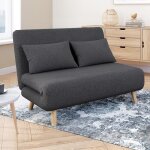 Idmarket canap convertible romeo lit dappoint 2 places 120 x 190 cm tissu gris anthracite