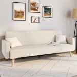 Idmarket canap� droit scandinave 3 places convertible lars velours c�tel� beige
