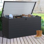 Idmarket coffre de rangement m�tal verrouillable gris anthracite pour jardin 1250l 175x95x90 cm