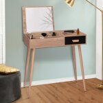 Idmarket coiffeuse scandinave lisa miroir rabattable hêtre et noir Idmarket coiffeuse scandinave lisa miroir rabattable hêtre et noir