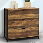 Idmarket commode 3 tiroirs hawkins 80 cm bois fonc design industriel