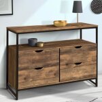 Idmarket commode 4 tiroirs hawkins 110 cm bois fonc design industriel avec tagre
