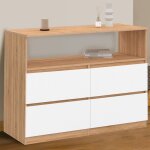 Idmarket commode 4 tiroirs tomi 100 cm avec niche faon htre et blanc
