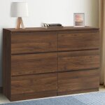 Idmarket commode 6 tiroirs tomi 110 cm effet noyer