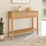 Idmarket console 2 tiroirs toscane 1 étagère effet teck Idmarket console 2 tiroirs toscane 1 étagère effet teck
