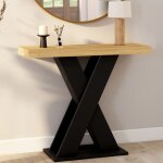 Idmarket console alicia plateau bois et pied x noir
