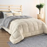Idmarket couette 140x200 cm zoe polaire biface gris et crème 400 gr Idmarket couette 140x200 cm zoe polaire biface gris et crème 400 gr