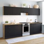Idmarket cuisine complte casserolier 300 cm subtil avec plan de travail 9 lments bois et noir