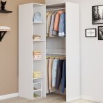 Idmarket dressing dangle modulable l. 90 / 127 cm melman double penderie + �tag�res blanc