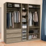 Idmarket dressing modulable taylor 200 x 55 x 200 cm 3 modules avec penderies + �tag�res + tiroirs h�tre ...