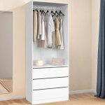 Idmarket dressing taylor 80 x 55 x 200 cm 1 module avec penderie + 3 tiroirs blanc